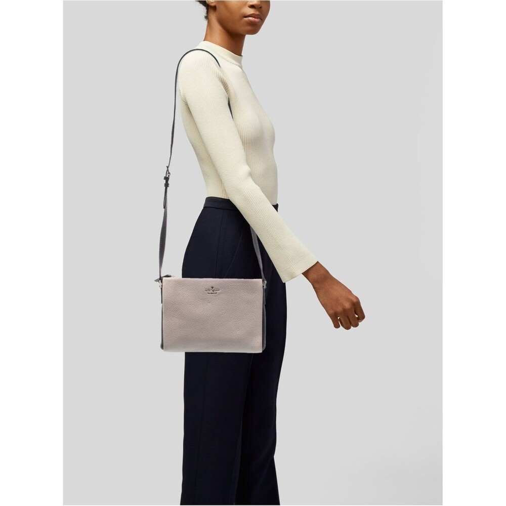 kate spade Pebbled Leather Crossbody in Light Taupe and black